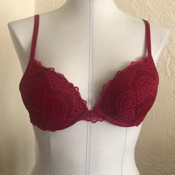 La Senza Obsession Dark Red Scalloped Lace Underwire Bra 34B - Picture 1 of 11
